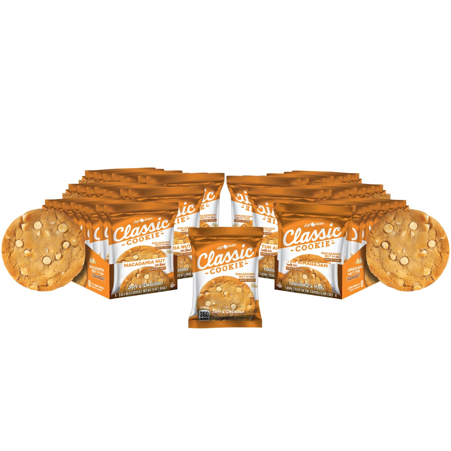 Classic Cookie Soft Baked Macadamia Nut Cookies Made With White Chocolate Chips 6 Boxes 48 Individually Wrapped Cookies