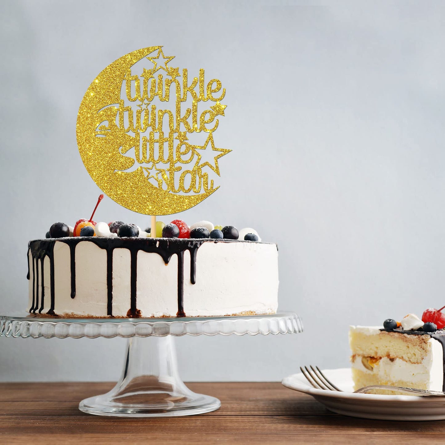 Twinkle Twinkle Little Star Cake Topper Gold Glitter Baby Shower, Baby 1St Birthday, Gender Reveal Party Decorations