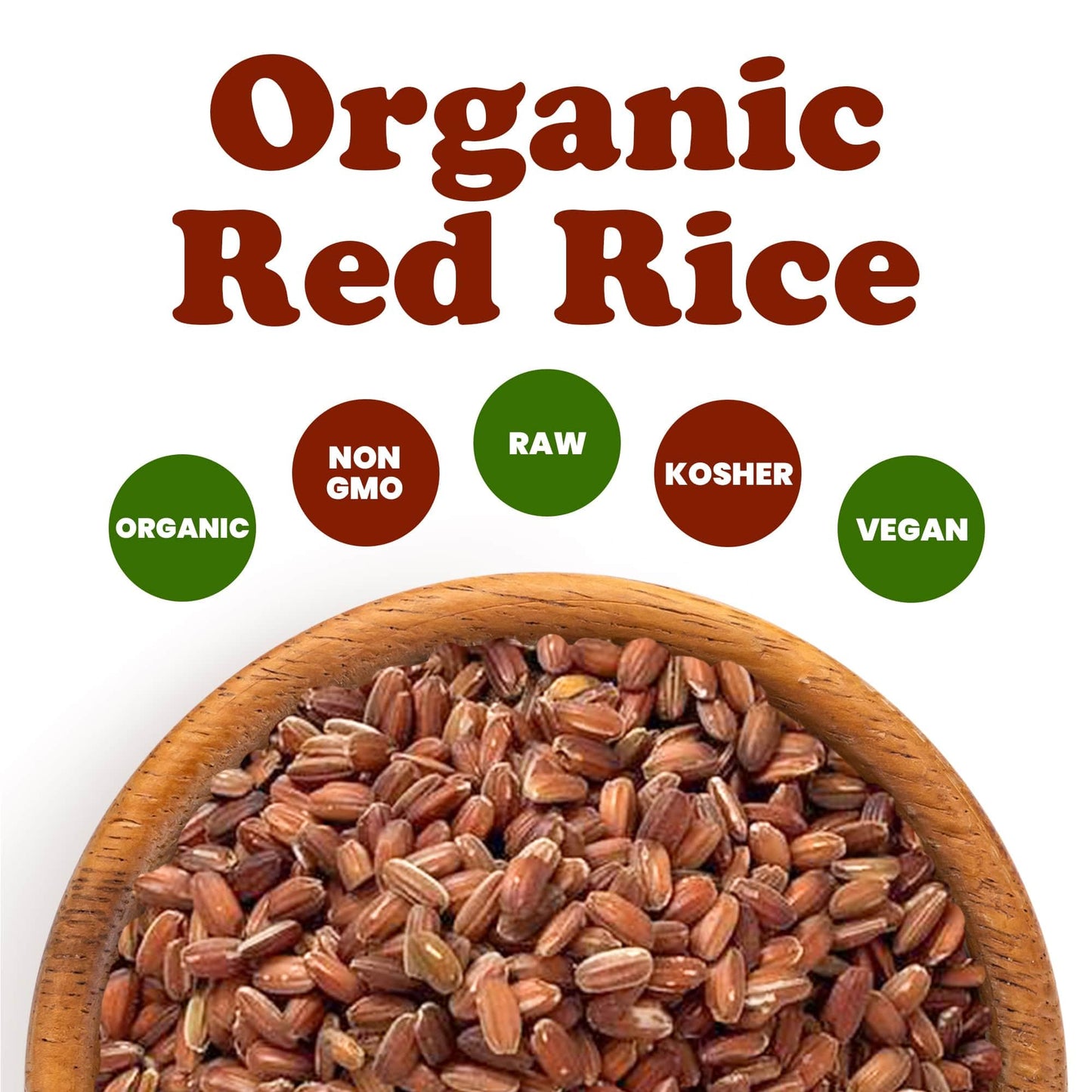 Food To Live Organic Red Rice, 5 Pounds - Non-Gmo, Whole Grain Variety, Non-Sticky, Vegan, Kosher. Source Of Protein. Rich In An
