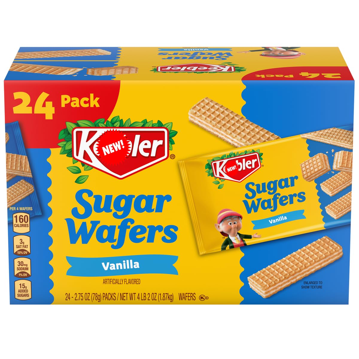 Kebler Vanilla Sugar Wafers Light & Crispy - 2.75 Oz 24 Count - Individually Wrapped