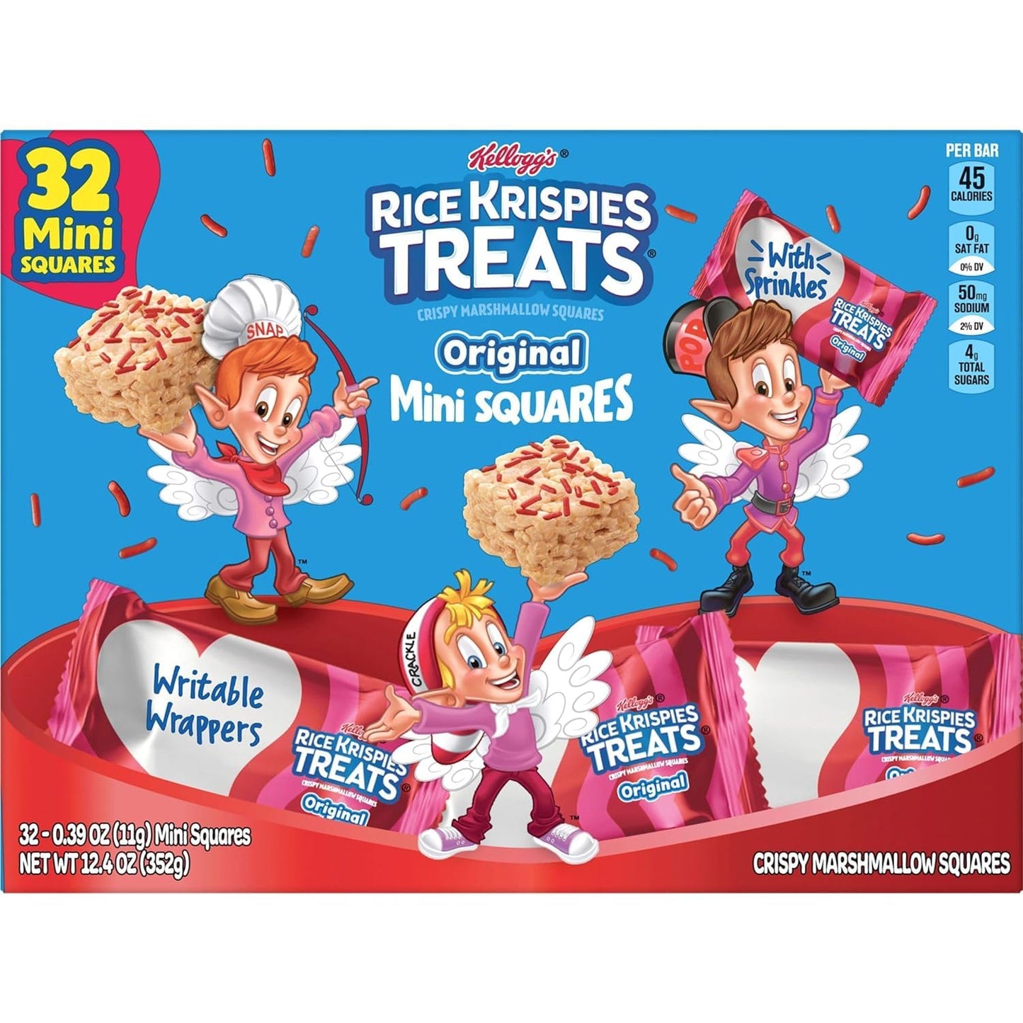 Muchai Innovations Rice Crispies Mini Squares - Sweet Marshmallow Snack, Individually Wrapped, Full Size, Ideal for Parties