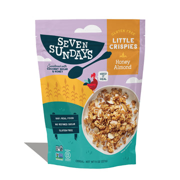 Seven Sundays Little Crispies Cereal, High Protein, Gluten-Free Kids Snack, 8 Ounce (Pack of 3), Honey Almond
