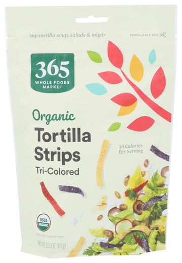 365 by Whole Foods Market, Organic Tri-Color Tortilla Strips, 3.5 Ounce