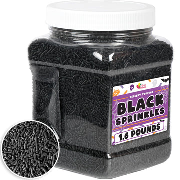 A Great Surprise Black Sprinkles - Outer Space Sprinkles - 1.6 Pounds - Bulk Black Jimmies For Desserts, Baking, Cakes, Cupcakes.