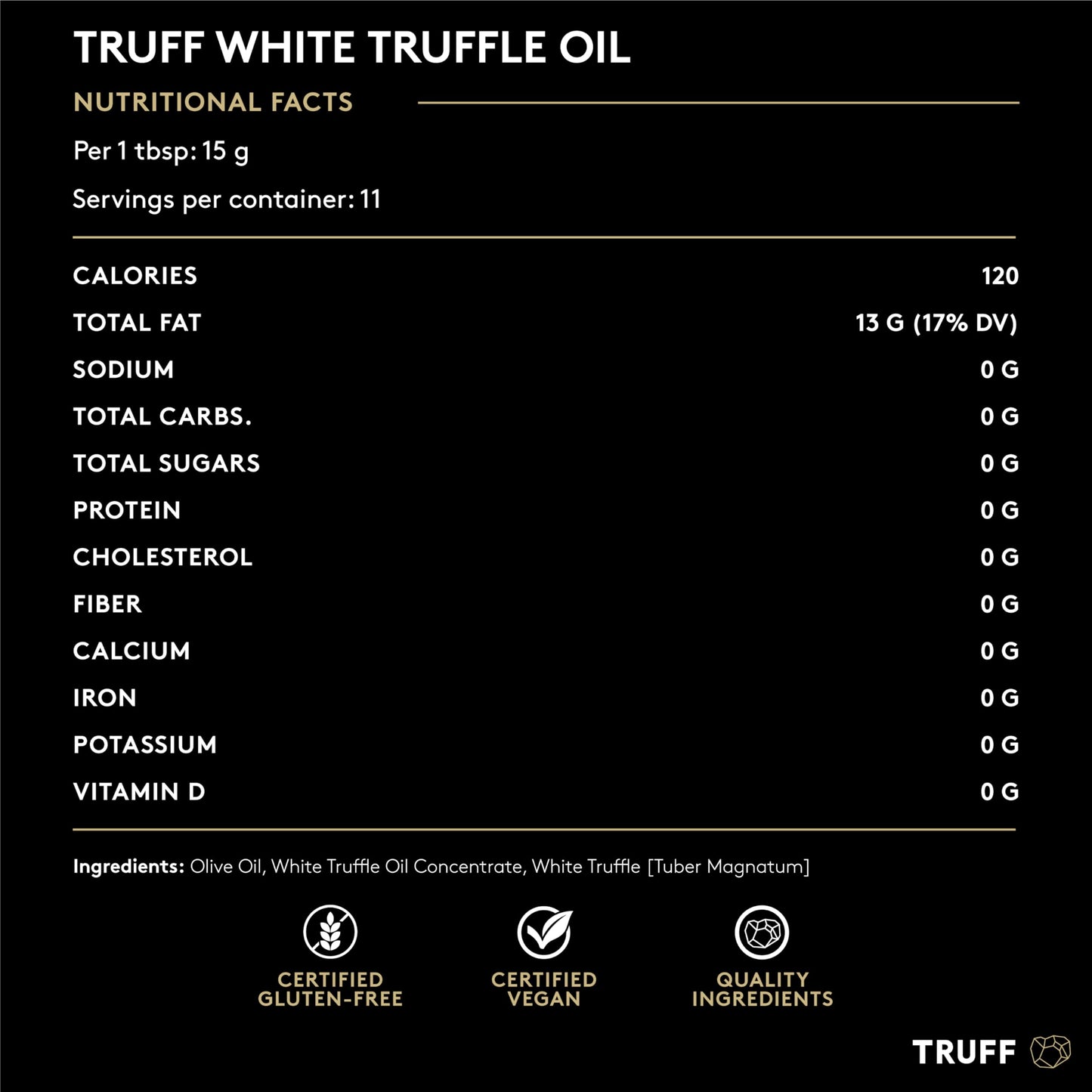 TRUFF White Truffle Oil - Gourmet Olive Oil Dressing - Non-GMO, Gluten-Free - 6 fl. oz