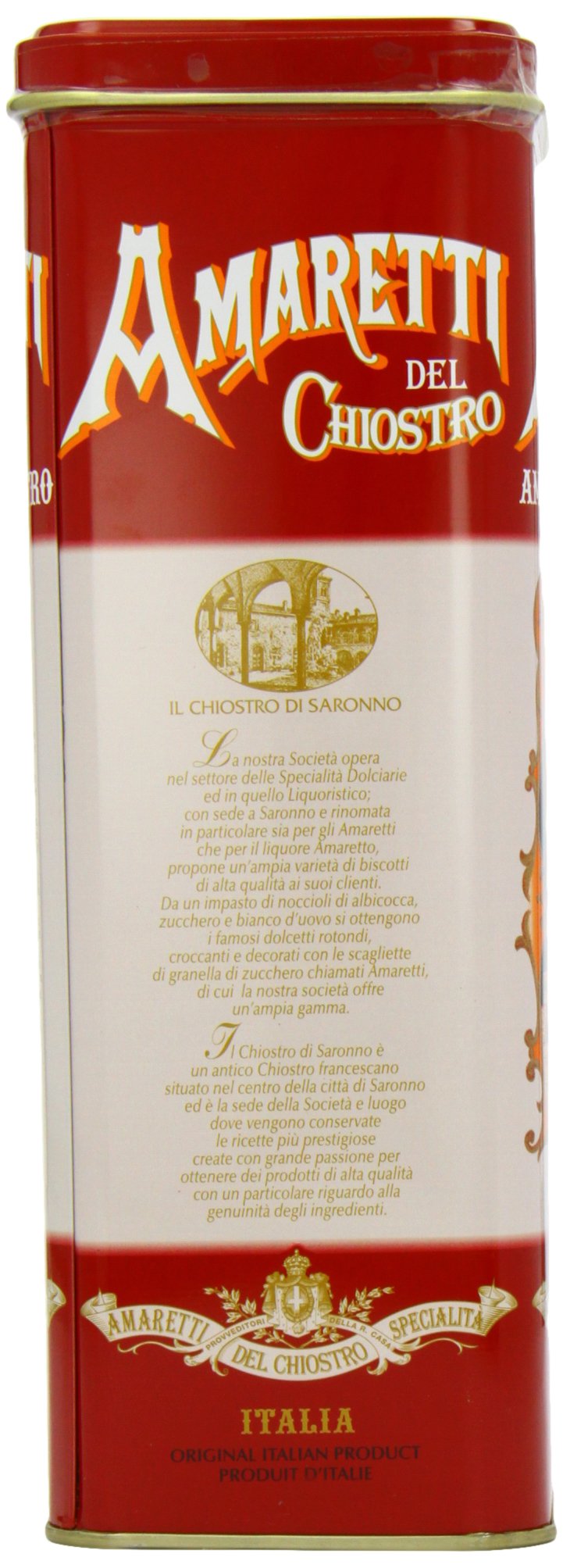 Chiostro di Saronno Amaretti Del Chiostro, Amaretti Di Saronno Crunchy Italian Cookies Tall Tin, 6.17 oz