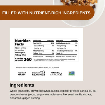 Erin Baker'S Homestyle Granola Cereal With Ancient Grains, Oatmeal Raisin - Made From Natural Ingredients, Source Of Plant-Based