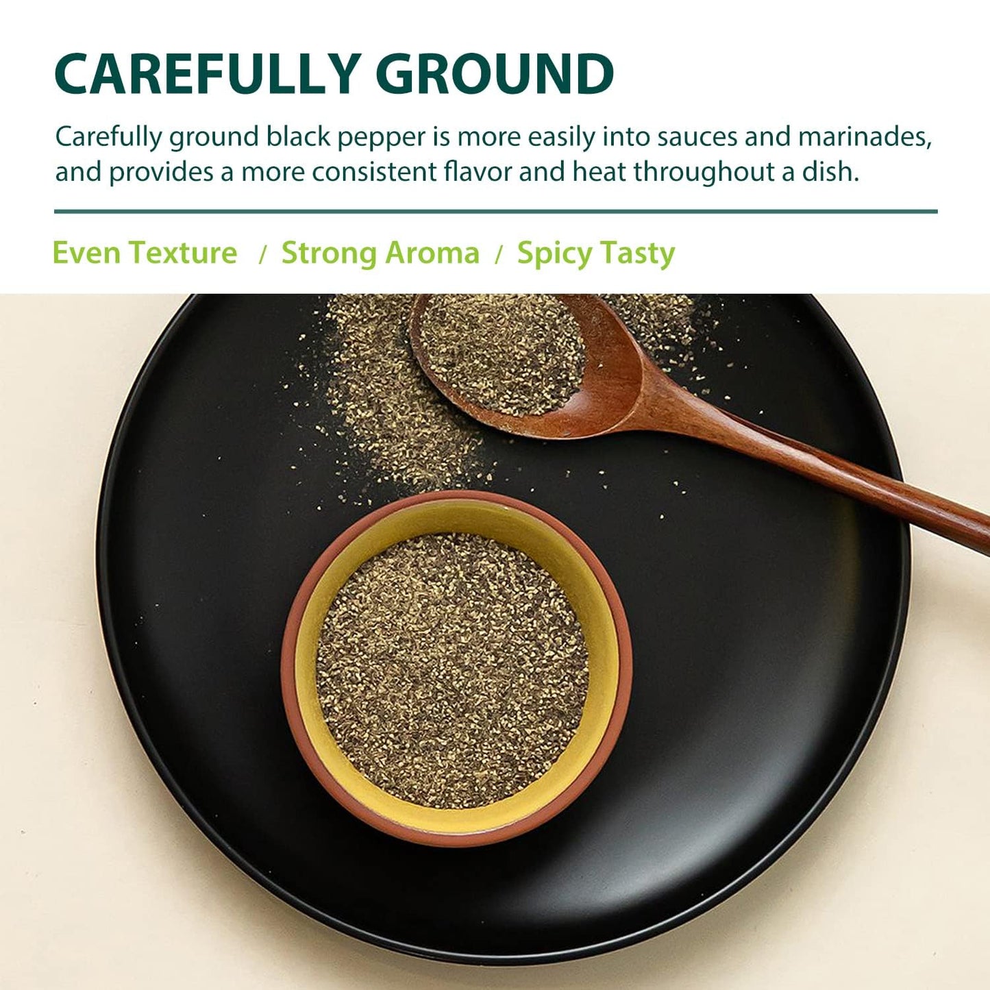 Soeos Ground Black Pepper, Non-Gmo, Freshly Peppercorn Powder Bulk, Packed To Keep Peppers Fresh, Ready To Use Peppercorns For Refill, 18 Oz (510G), Organic