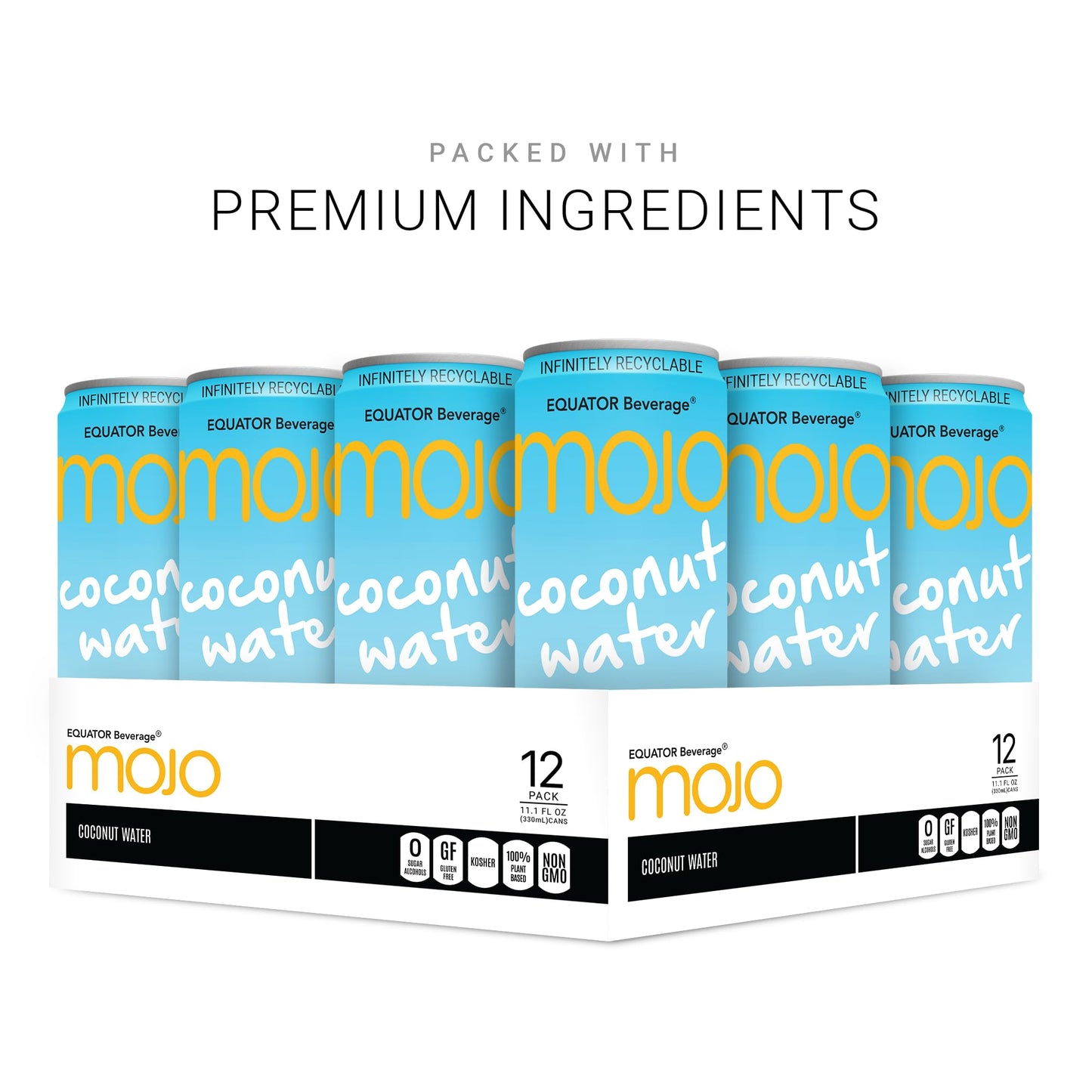 MOJO Coconut Water | Hydration Drink & Sports Drink | Electrolytes Beverage 1043 mg | Vitamin B & C | Hydration Drink for Skin &