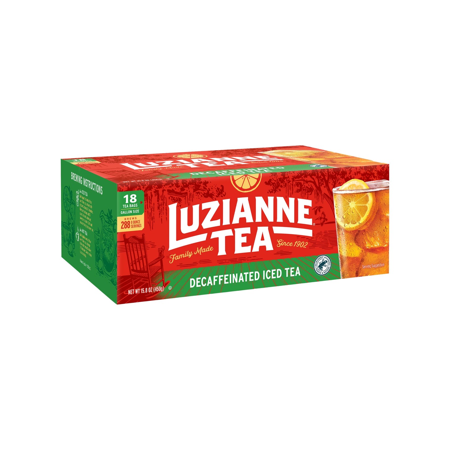 Luzianne Unsweetened Decaffeinated Iced Tea Bags Gallon Size 18Ct Box (Pack Of 1)