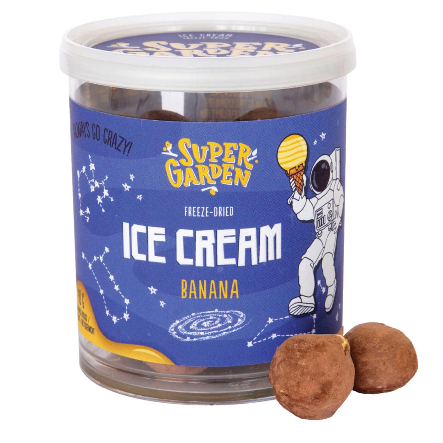 Supergarden Freeze Dried Ice Cream Banana - Crunchy Dessert for Kids - 1.41oz Pack