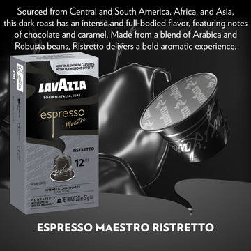 Lavazza Espresso Maestro Ristretto Aluminum compact pieces, Dark Espresso Roast, 10 Count (Pack of 6), Compatible with Nespresso Original Machines
