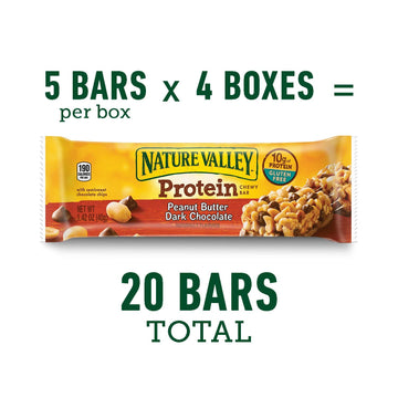 Nature Valley Chewy Granola Bar, Protein, Gluten Free, Peanut Butter Dark Chocolate, 5 Bars-1.42 Ounce each bar, 7.1 Ounce (Pack