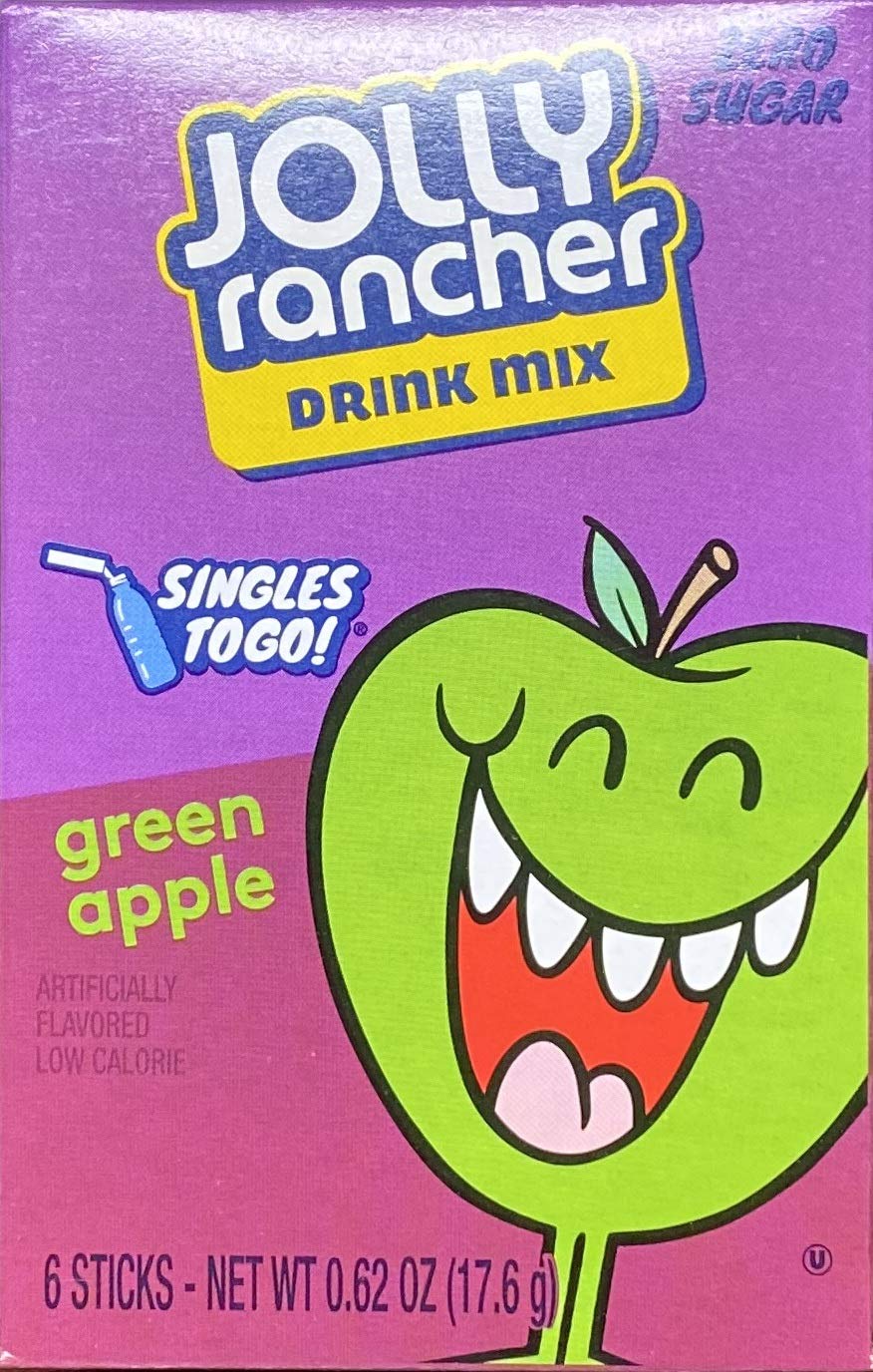 Lot of 6 (6-ct.) Boxes Mixed Variety JOLLY RANCHER ~ 3 Green Apple & 3 Watermelon. ~Singles to Go! Sugar Free Drink Mix.