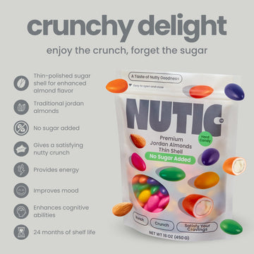 Nutic No Sugar Added Jordan Almonds Candy - 1Lb, Skinny Dipped, Pastel Mints, Ideal For Wedding & Easter Treats, Healthy Choice,