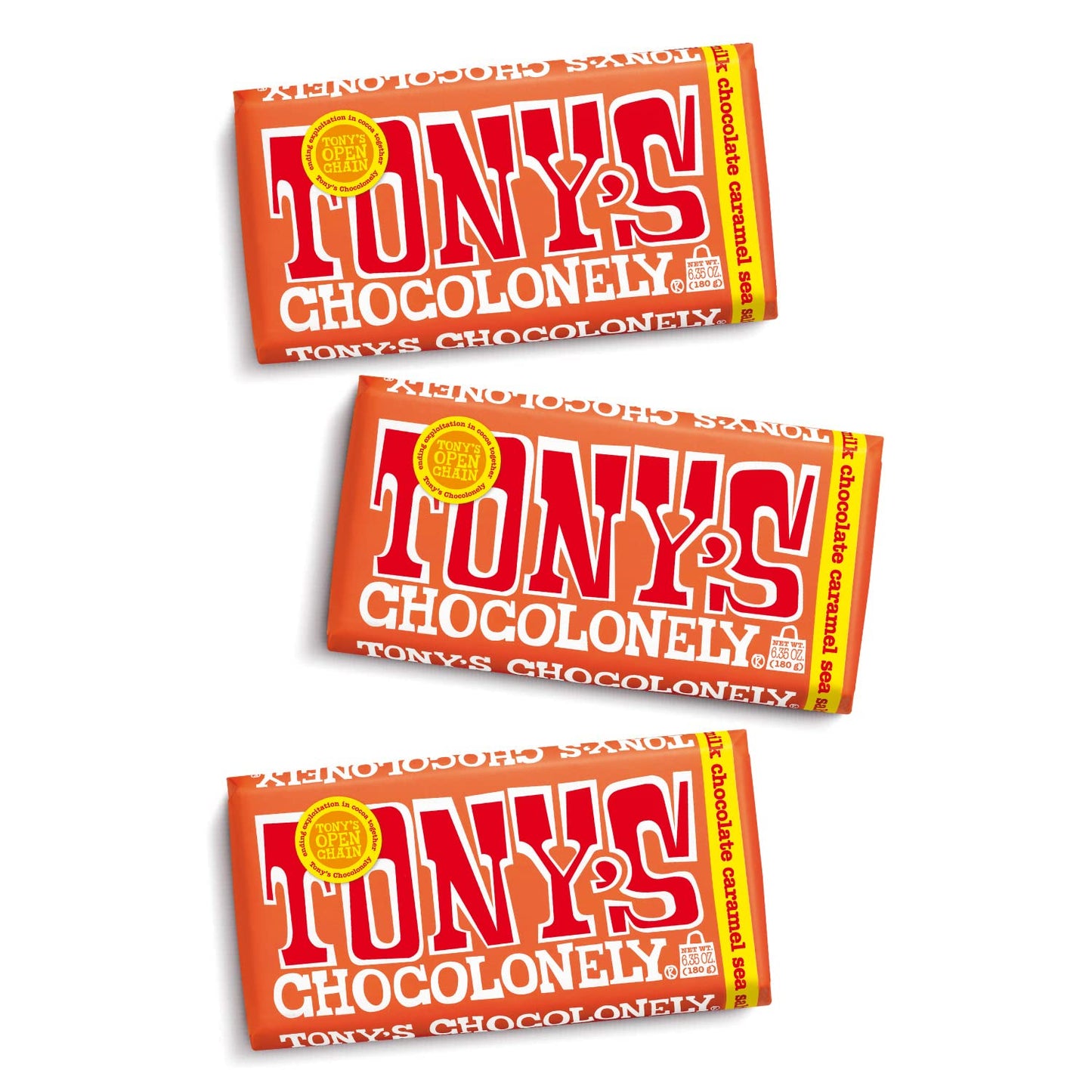 Tonys Chocolonely 32% Milk Chocolate Caramel Sea Salt Bars - Caramel Sea Salt Chocolate, Belgium Chocolate, No Artificial Flavor