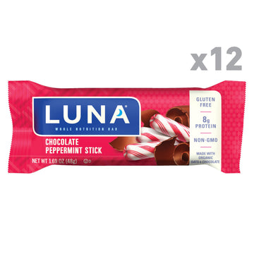 Luna Bar - Chocolate Peppermint Stick Flavor - Snack Bars - Non-Gmo - Gluten-Free Protein Bars - Made With Organic Oats (12 Pack