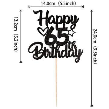 1 Pack Happy 65Th Birthday Cake Topper Glitter Heart Star 65 Fabulous Cake Pick Birthday Sign Cake Decorations For Children 65Th