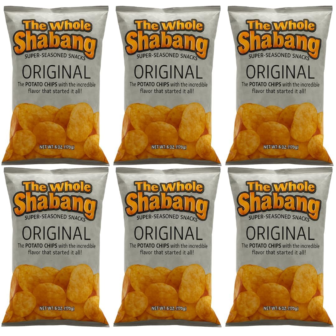 The Whole Shabang Chips Oriflavor Blendal Flavor By Moon Lodge 6 Pack Bundle - 6 Oz Bags Variety Pack - Legendary Whole Shabang Potato Chips Individually Wrapped Shabangs