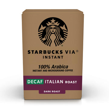 Starbucks VIA Instant Coffee, Dark Roast Coffee, Decaf Italian Roast, 100% Arabica, Single-Serve, 1 Box (50 Packets)