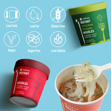 Hethstia Konjac Noodle, 6-Pack Pre-cooked Low Carb Shirataki Pho Soup Variety Flavor (Chicken, Spicy Curry, Spicy Beef)- Low-Cal