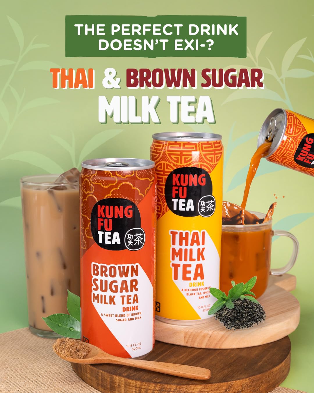 Kung Fu Tea Milk Tea (Brown Sugar + Thai Milk Tea)