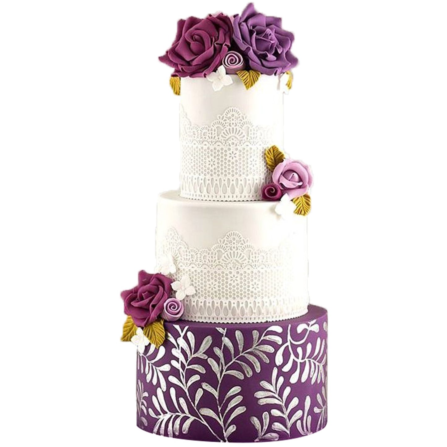 FUNSHOWCASE Edible Cake Lace Lattice Set, Small Daisy, 14-inch, Ivory White, 10-piece, Model 2155