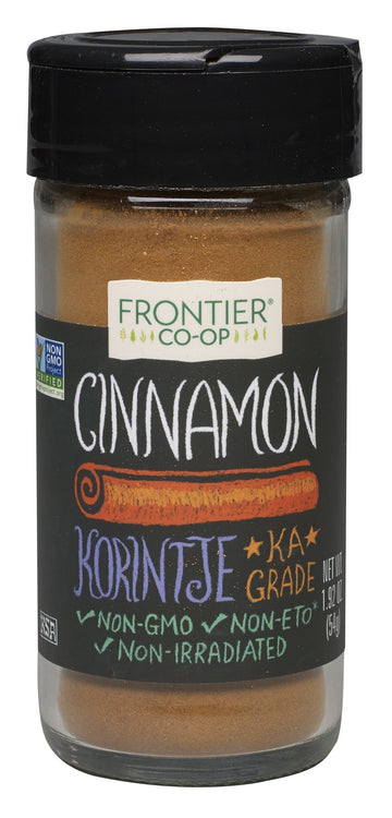 Frontier Co-Op Organic Ground Korintje Cinnamon, 1.92 Ounce Bottle, Gourmet Quality Cinnamon, Full Balanced Flavor, Kosher