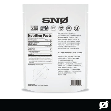 SNO Pure Birch Xylitol Sweetener - 1lb Resealable Bag | Low Calorie, Non-GMO, Gluten-Free, Vegan, Kosher | Paleo, Diabetic, & Ke