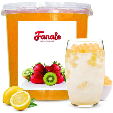 Fanale Lemon Popping Boba Pearls, Vegan, Non GMO, Gluten Free, Fat Free, Perfect for Bubble Tea, Smoothies, Ice Cream, Desserts,