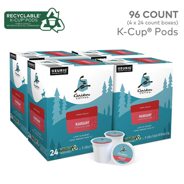 Caribou Coffee Mahogany, Single-Serve Keurig K-Cup Pods, Dark Roast Coffee, 96 Count
