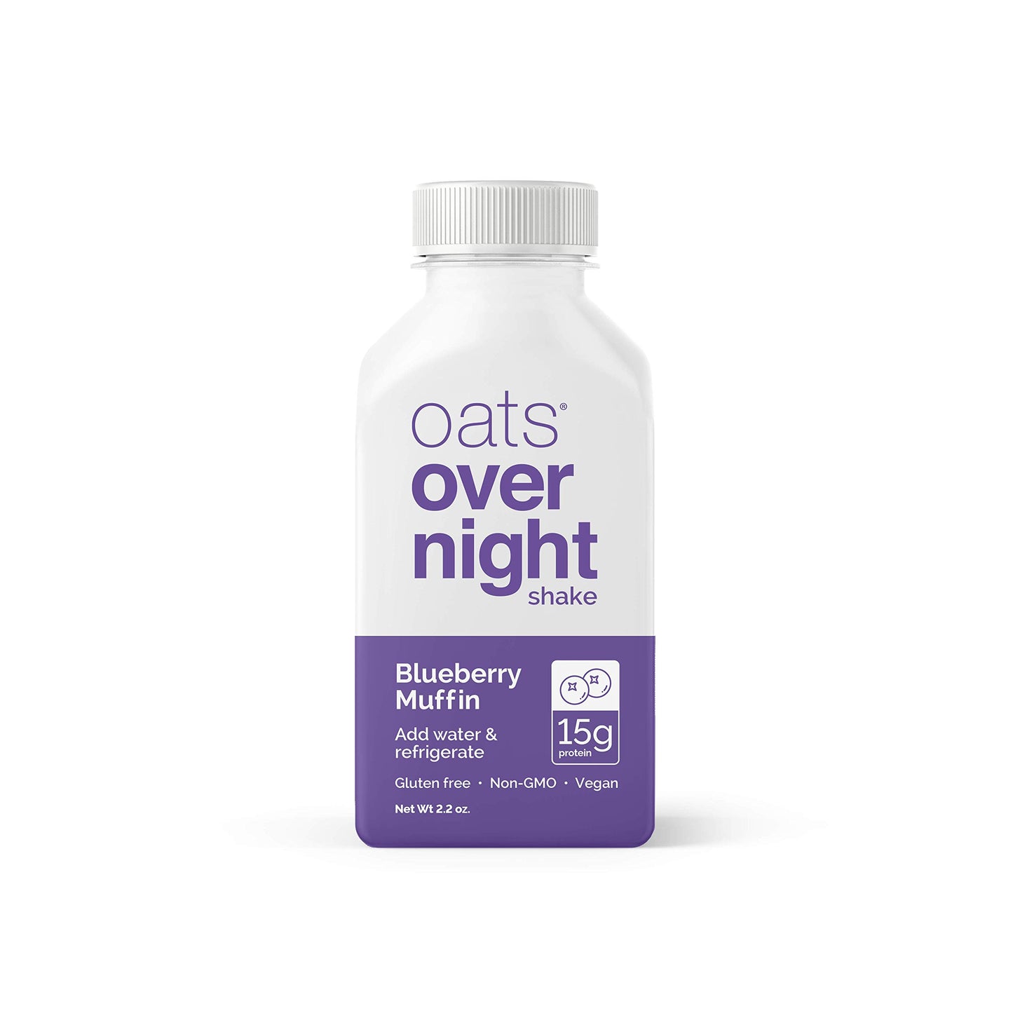Oats Overnight Blueberry Muffin Bottled Shake - Gluten Free, Non-GMO, Vegan Friendly Breakfast Meal Replacement Shake with Powde