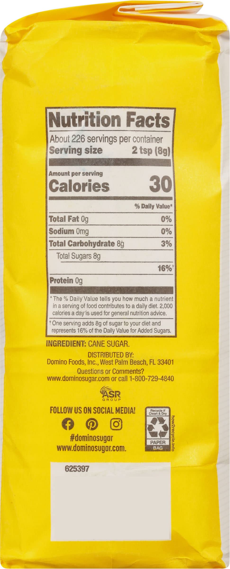 Domino Granulated Sugar 4 lb Bag of enhanced Pure Cane Sugar (Pack of 2) with Bonus Brand Recipe Card