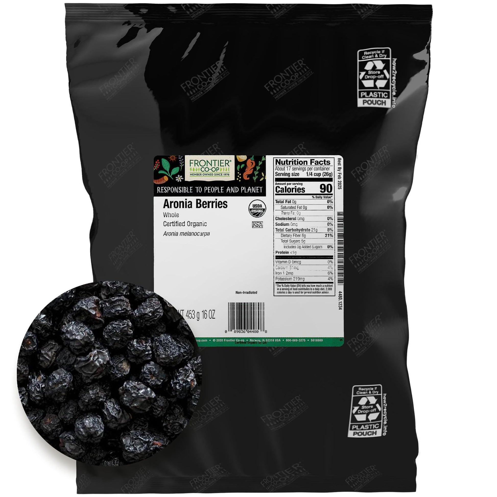 Frontier Co-Op Organic Whole Aronia Berries 1Lb