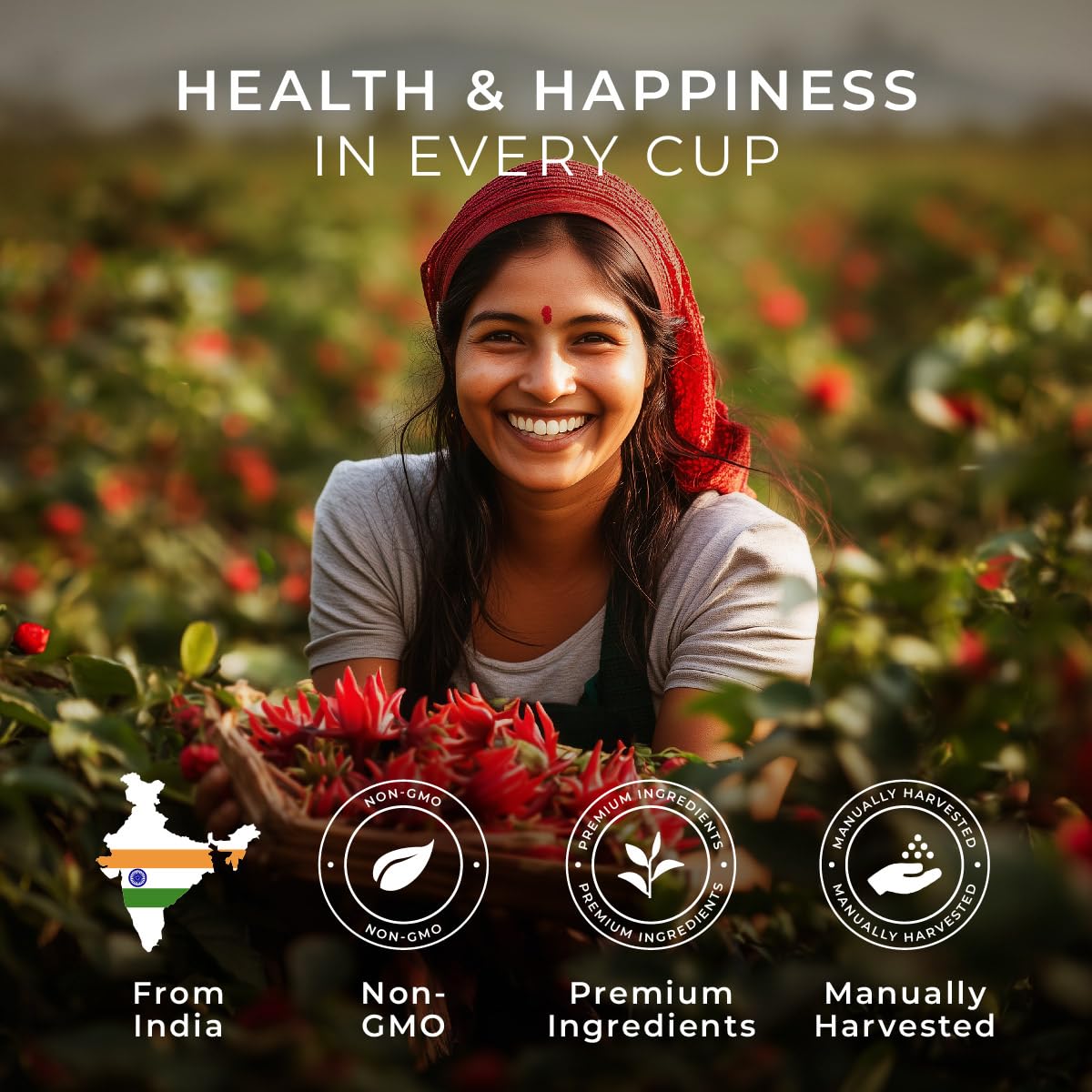 Gya Tea Co Hibiscus Tea Gift Set - Decaf Tea Pods - 16 Count - Perfect Get Well Gifts - Enjoy Hot or Iced