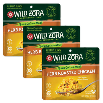 Wild Zora Instant Organic Quinoa Meals - Quick & Tasty Prepared Quinoa Bowls, Pantry Staples Gluten-Free Meal With Lentils Plus