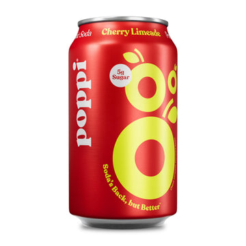 poppi Sparkling Prebiotic Soda with Apple Cider Vinegar, Cherry Limeade Flavor, 12 Fl Oz, Pack of 12