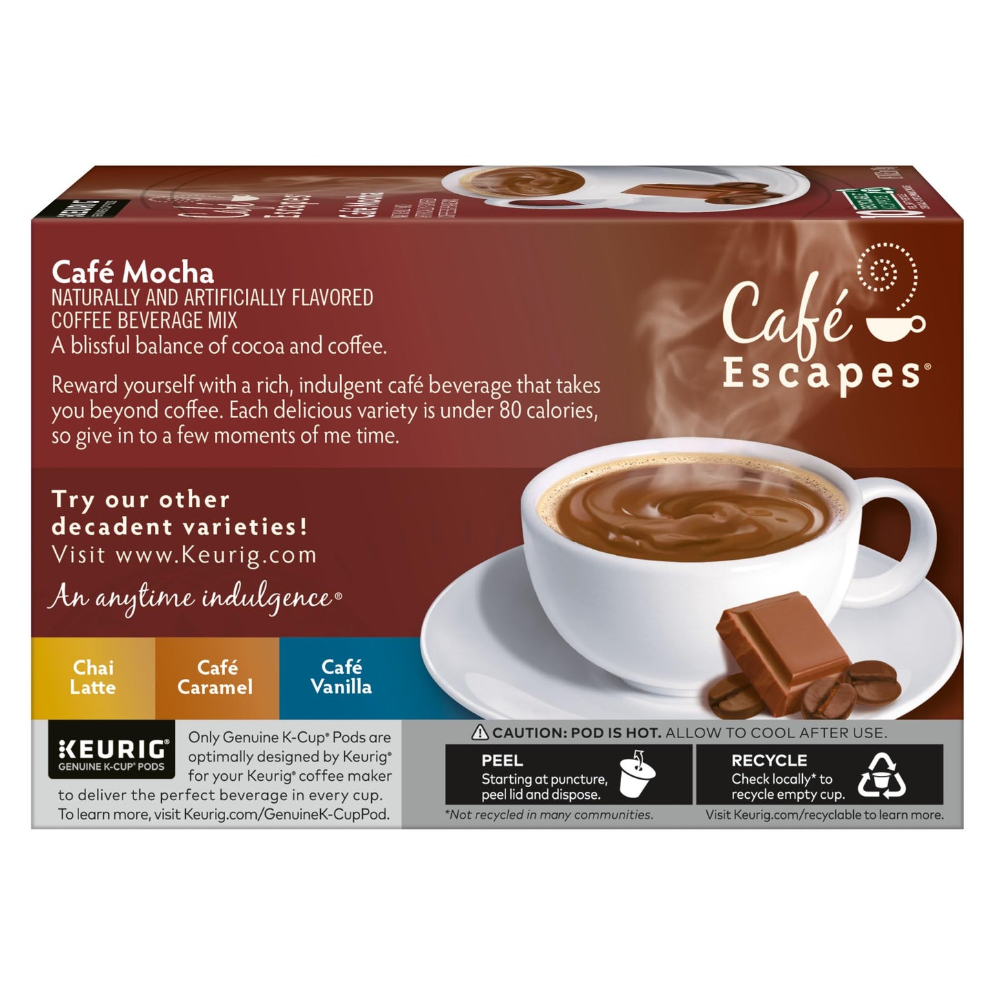 Caf Escapes Caf Mocha Coffee Beverage, Single-Serve K-Cup Pods, 60 Count