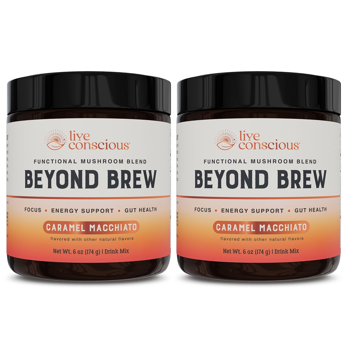 Beyond Brew Caramel Macchiato Coffee Alternative - Low Energy Blend Superfood - Powerful Mushroom Complex With Lions Mane Reishi & Chaga - Brewed Drink With Prebiotics & Probiotics (2-Pack)