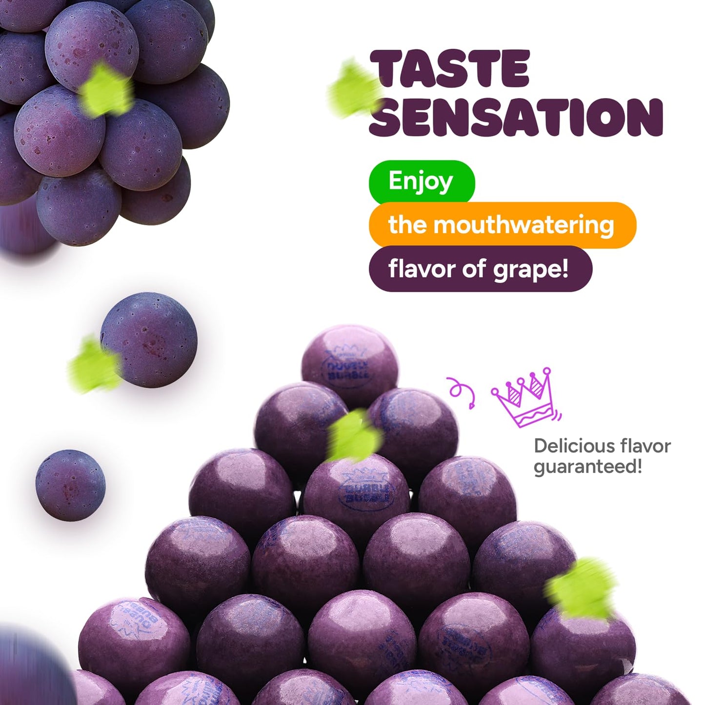 Gumballs In Jar - 1 Inch Large Gumballs - Grape Bubble Gum Purple Gumballs - Kids Chewing Gum - Gumballs For Kids 9 Oz