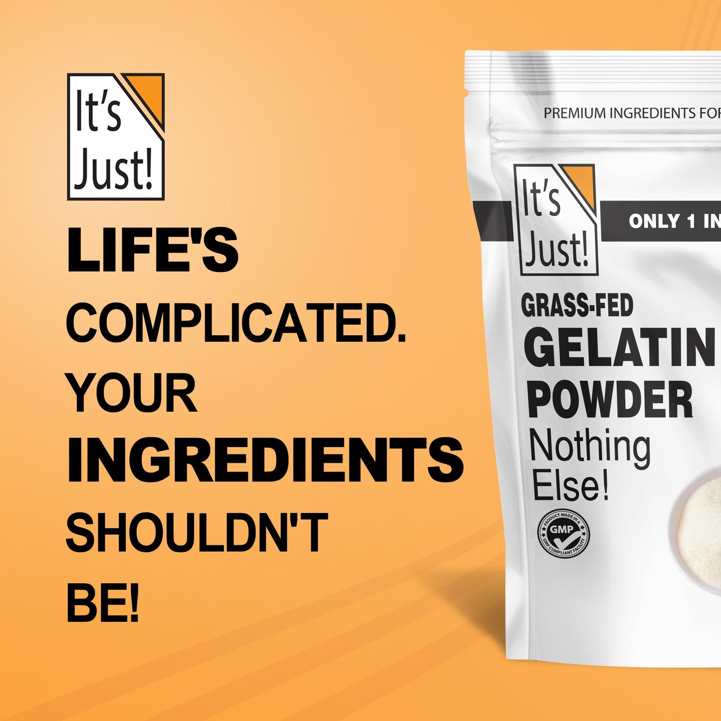 Its Just! Beef Gelatin Powder Unflavored, Grass-Fed, Non-GMO, 32oz
