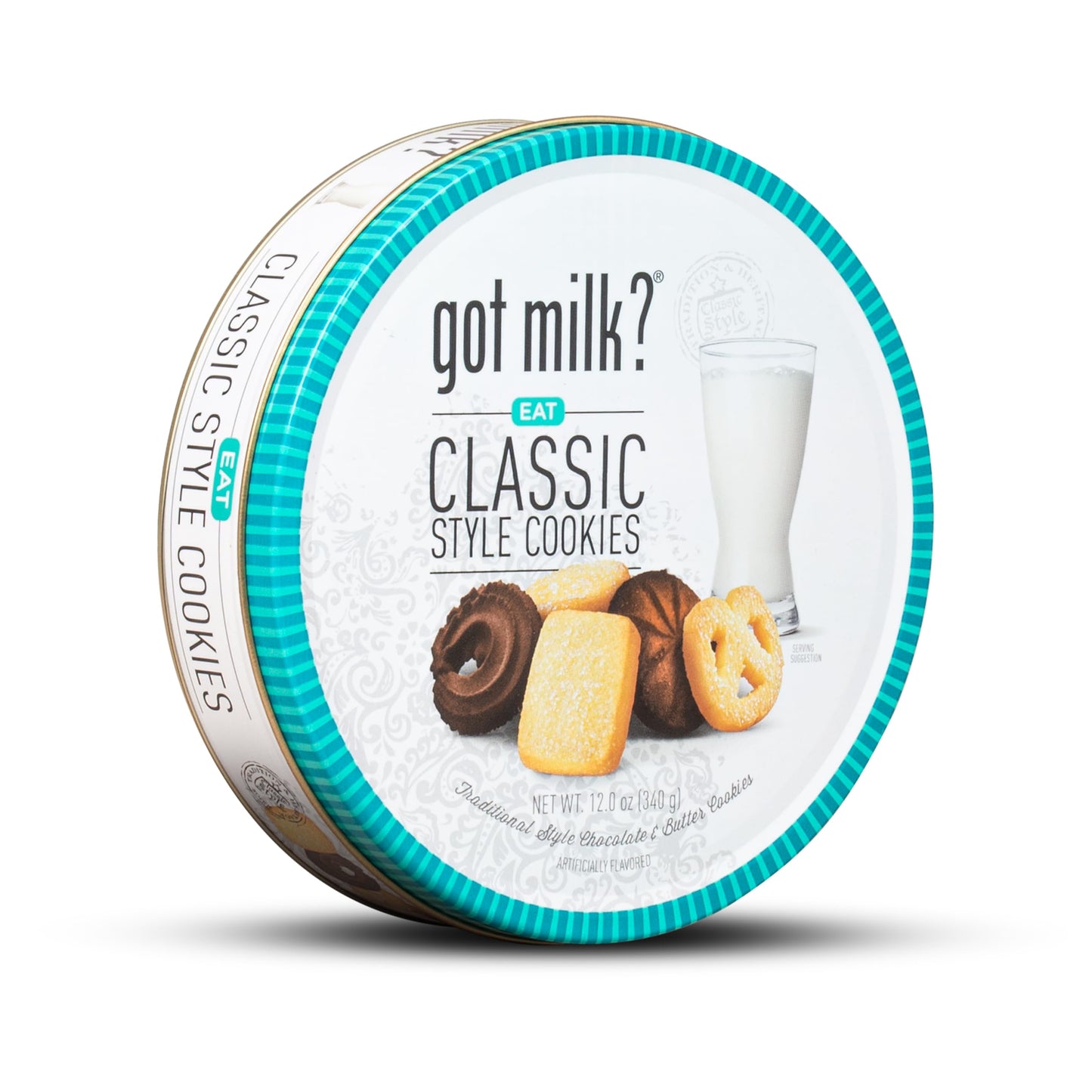 Got Milk? Classic Style Cookies Chocolate & Butter Cookies 12-Oz. Cookie Tin Traditional Style Danish Butter And Chocolate Cookies For Dessert Or Snack Gift Tin Retail Pack