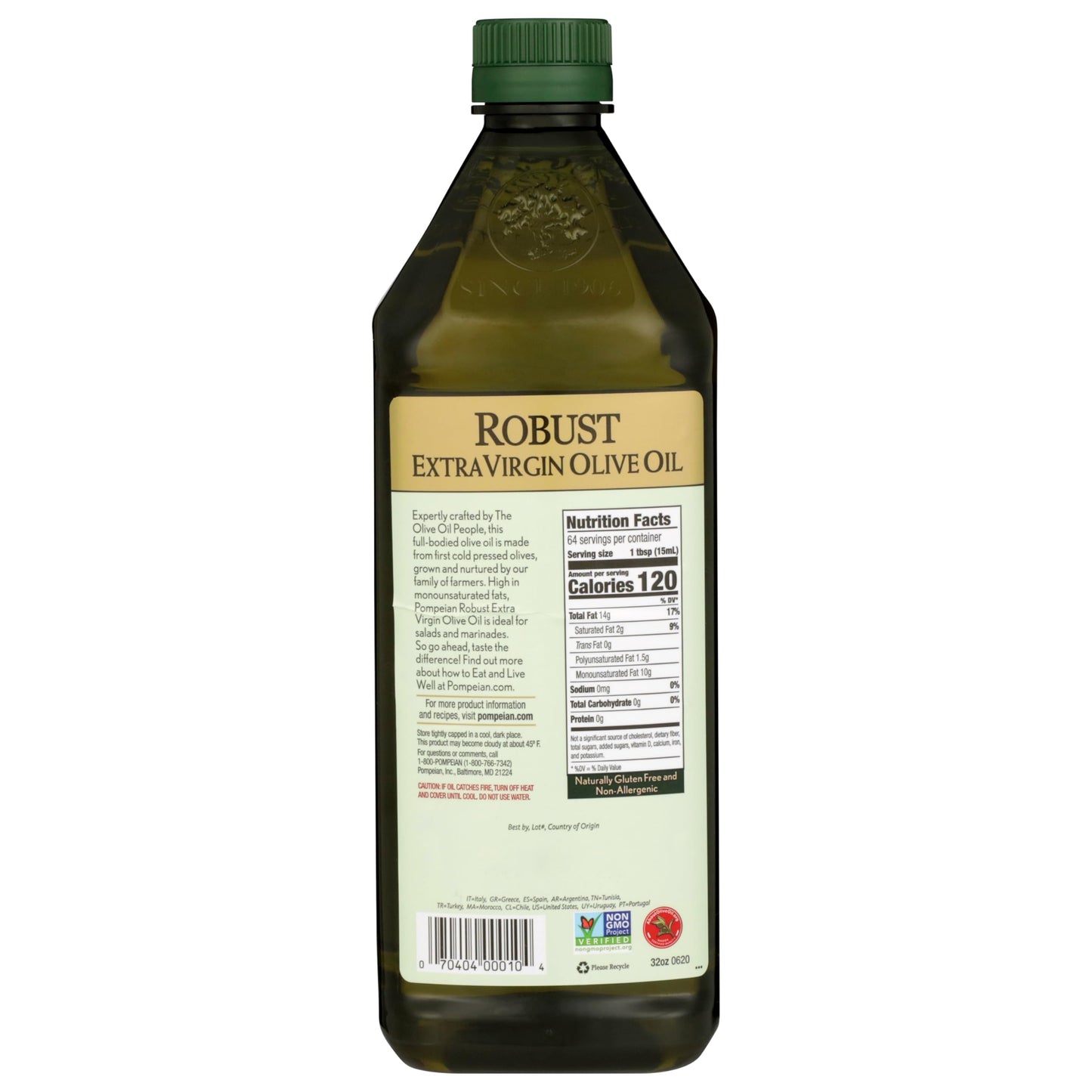 Pompeian Robust Extra Virgin Olive Oil, First Cold Pressed, Full-Bodied Flavor, Perfect for Salad Dressings & Marinades, 32 FL.