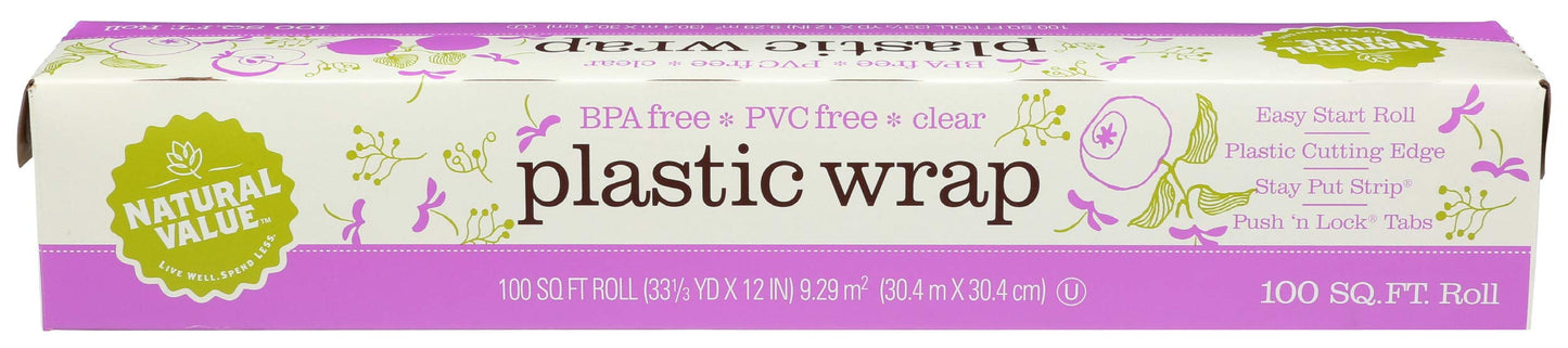 Natural Value Clear Plastic Wrap, 100 Ft