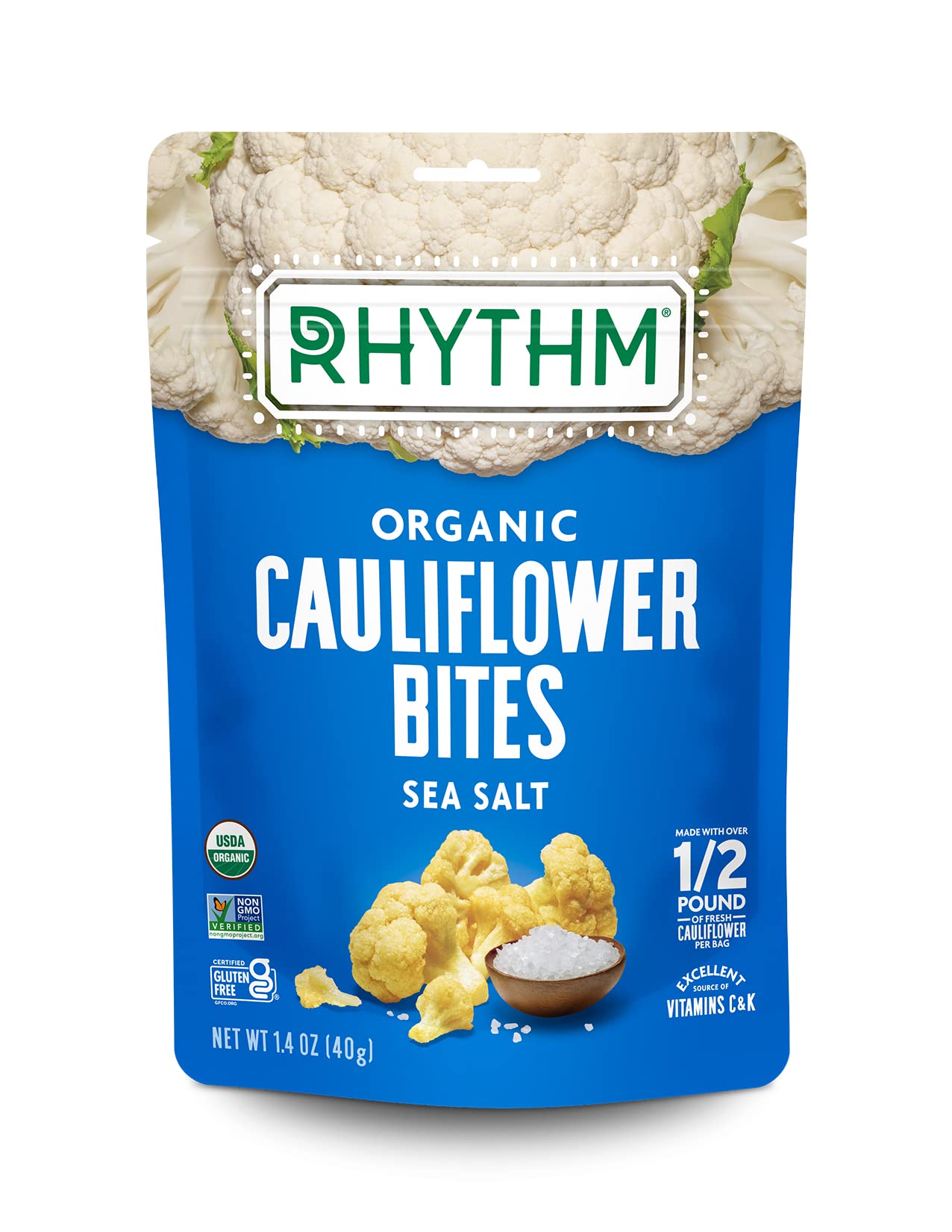 Rhythm Superfoods, Organic Sea Salt Cauliflower Bites, 14 Ounce
