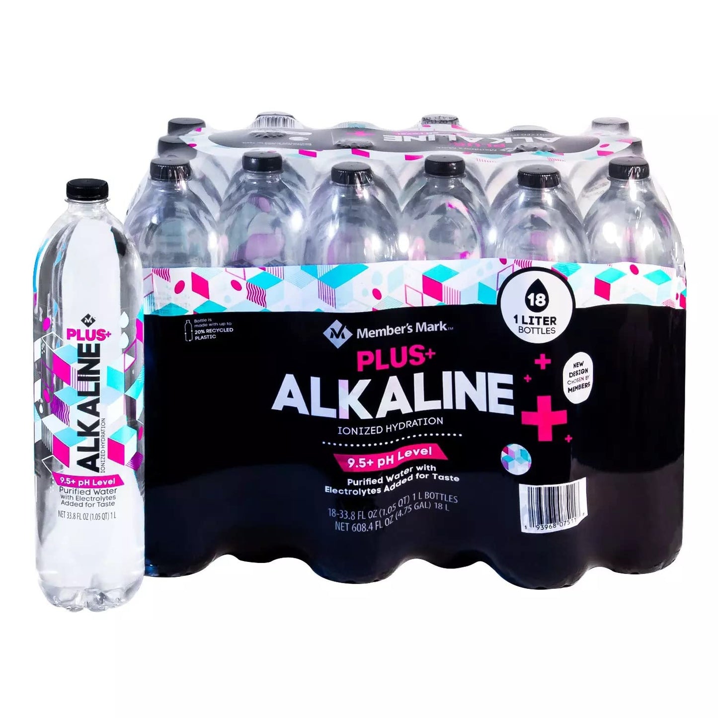 Member~S Mark Plus+ Alkaline Water (1L 18Pk.) 33.8 Fl Oz (Pack Of 18)