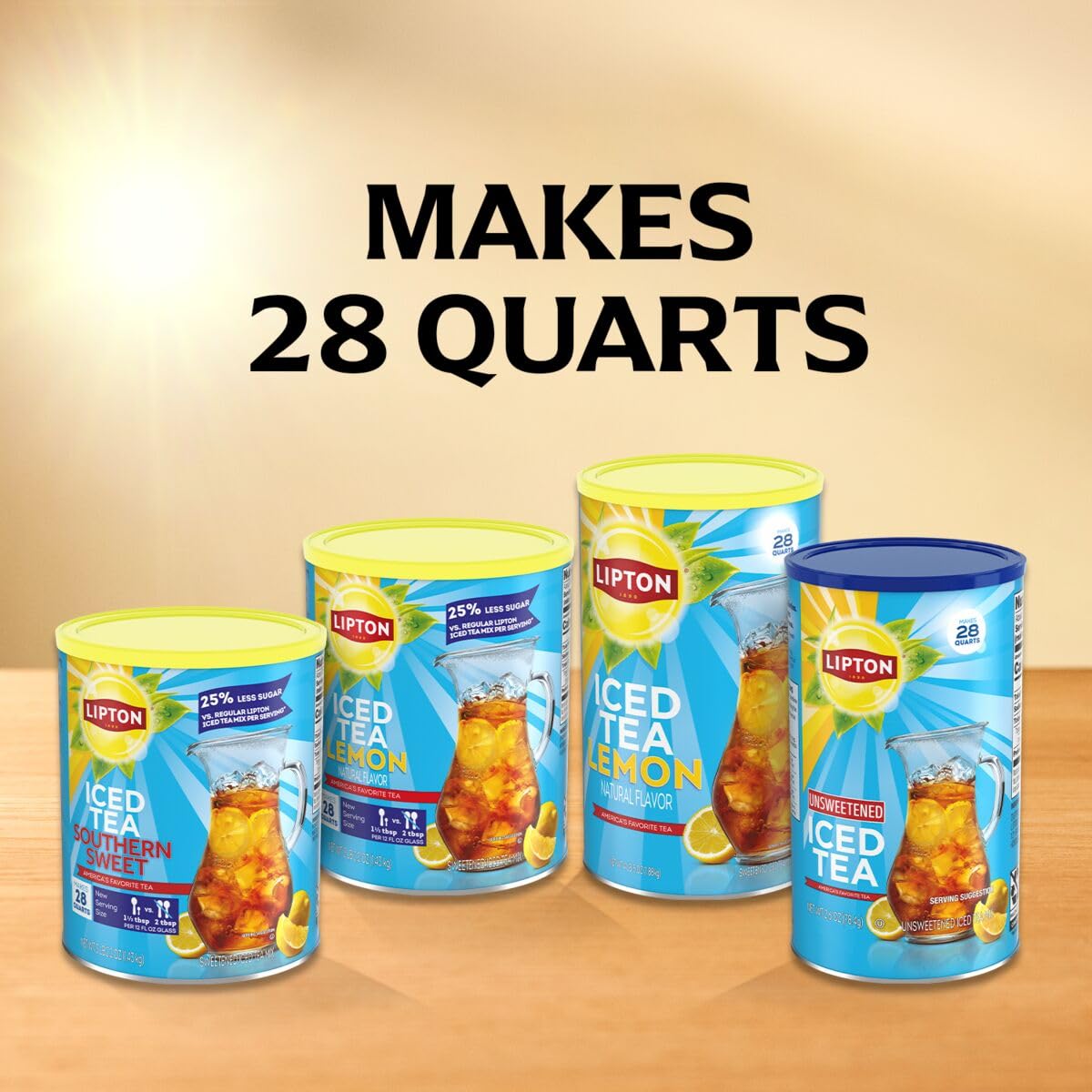 Lipton Iced Tea Mix Unsweetened Lemon Flavor Black Iced Tea Makes 28 Quarts (Pack of 2)