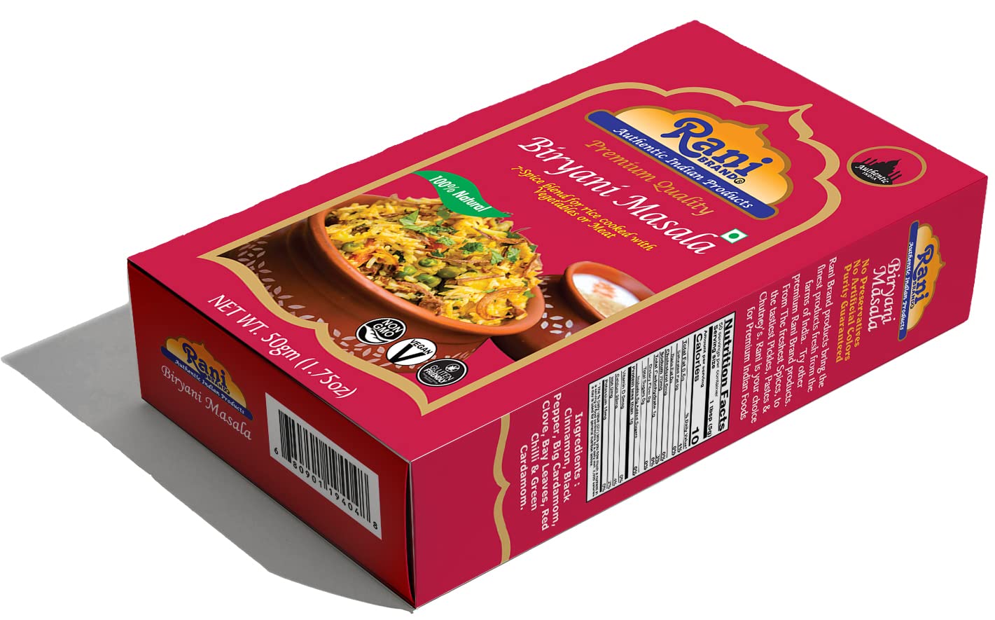 Rani Biryani Masala Curry (7-Spice Blend For Indian Rice Dishes, Pullao/Pilau) 1.75Oz (50G) ~ All Natural | Vegan | No Colors | Gluten Friendly | Non-Gmo | Indian Origin