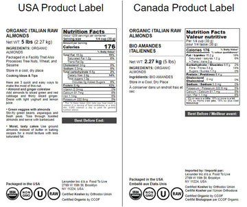 Food To Live Organic Almonds, 5 Pounds Non-Gmo, Whole, Raw, No Shell, Unpasteurized, Unsalted, Vegan, Kosher, Bulk. Keto Snack.