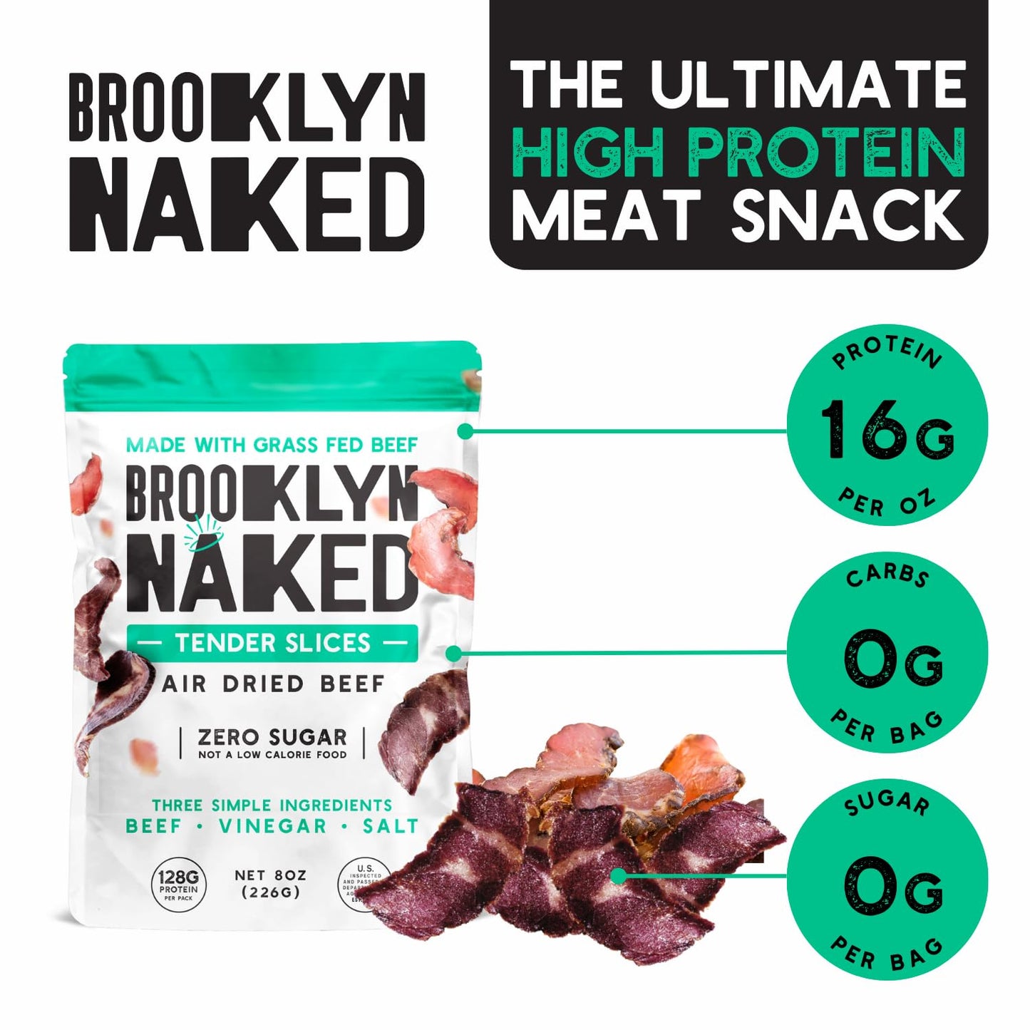 Brooklyn Biltong Air Dried Beef Jerky, AIP Approved, Gluten Free, 8 oz (Pack of 2)